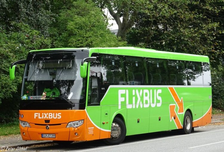 A FlixBus bus in Hamburg, Germany
