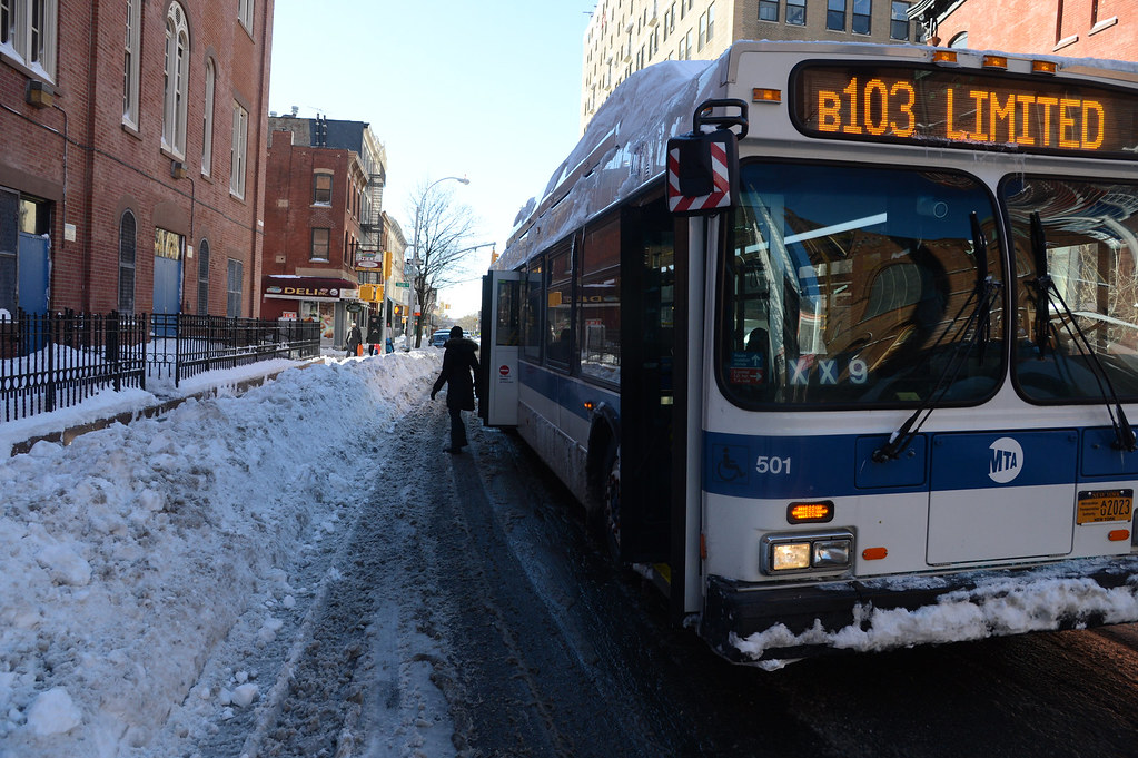 B103 bus on a winter