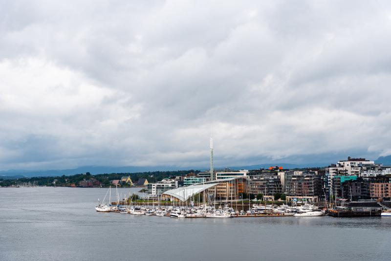 View of the port of Aker Brygge and Tjuvholmen in Oslo
